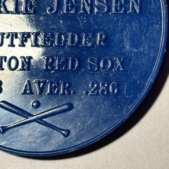 1958 Armour Coins Baseball Jackie Jensen Boston Red Sox Player Blue Vintage - Picture 13 of 16
